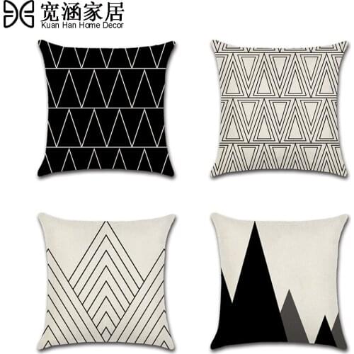 45x45cm Abstract Geometric Pillowcase Linen Invisible Zippered Pillowcase Office Sofa Cushion Cover Pillowcase Waist Decorative