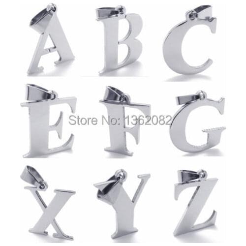 Wholesale 26pcs A to Z Stainless Steel Alphabet Initial Letters Charm Couple Pendant Necklace Men Womens Gift MN250