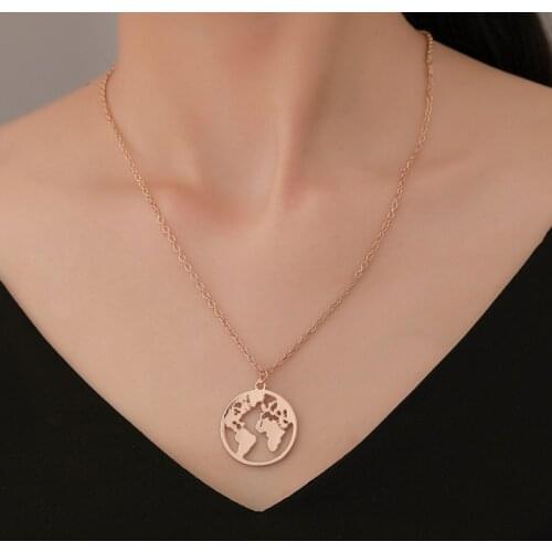 Globe World Map Necklace Gift For Best Friends Hollow Out Earth Pendants Fashion Travel Trip Necklace Best jewelry