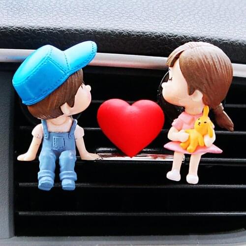 Boy Girl Couple Car Decoration Accessories Interior Cartoon Lovers Car Perfume Air Vent Clip Cute Auto Ornament Doll Woman Gift