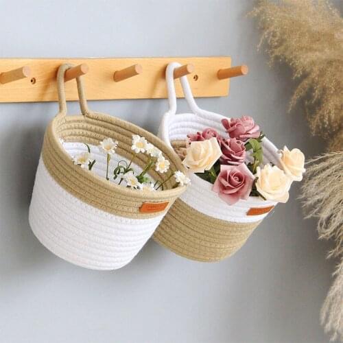 Seaweed woven storage basket wall hanging basket storage rack garden plant basket and raspgrass woven hanging basket hanging pot