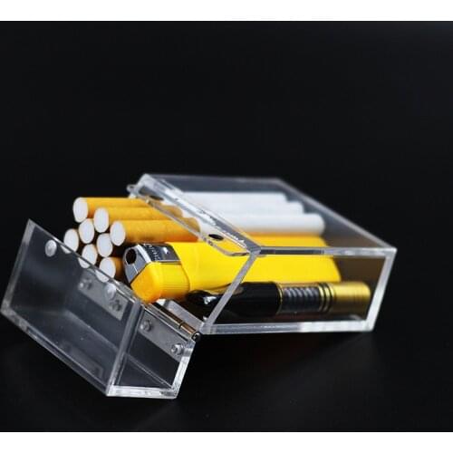 Transparent Cigarette Box Can Hold 14 Cigarette and One Lighter Cigarette Case Thick and Portable Gadgets for Men