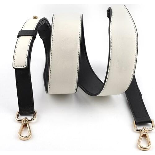 Adjustable Leather Handbag Strap Double Sided Replacement Parts Belts Handles Women Shoulder Bags Accessories Gold Buckle