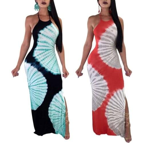 Sexy Women Boho Maxi Dress Female Halter Neck Printed Sleeveless Casual Party Dress 2019 Holiday Long Slip Beach Dress Vestidos