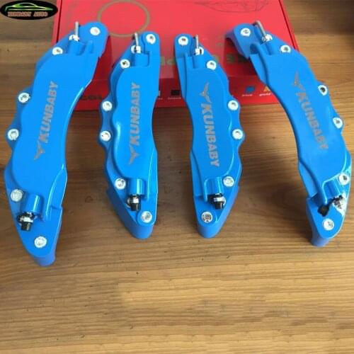 Blue Aluminum Alloy Disc Brake Caliper Cover Silver Chrome KUNBABY Front And Rear Car Styling For BMW Audi Mercedes Benz Toyota