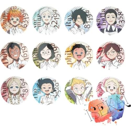The Promised Neverland Anime Metal Badge Conny Emma Norman Ray Anna Phil Gilda Lannion Nat Don Thoma Kawaii Cute Badge Pins