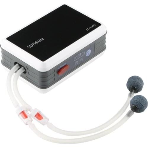 Quiet Dual Outlets 1.5W Powerful Aquarium Air Pump AC-DC Dual Use 2X1L/MIN for Fish Tank