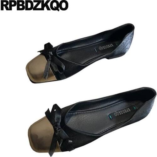 Party Shoes Slip On Ballerina China Metal Unique Square Toe Beautiful 2019 Designer Bow Soft Ballet Flats Women Black Fitness