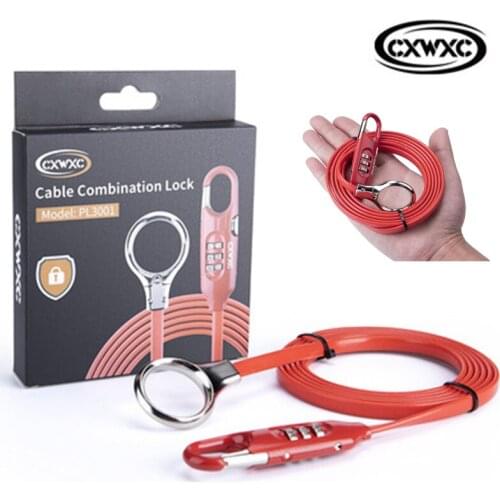 GIYO Bicycle Lock With Combination Cable Lock For Mountain Road Bike Helmet Lightweight Multifunction Luggage Cycle Bike Lock