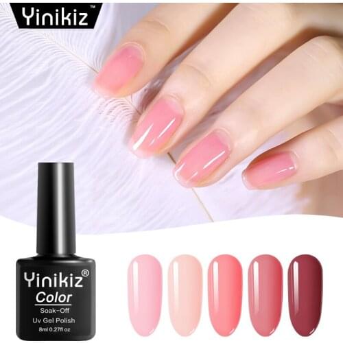 Yinikiz Nude Series Nail Polish 8ml Long-lasting Purple Red Soak Off UV Gel Polish Glue Lacquer Manicure Nail Art Varnish Tool