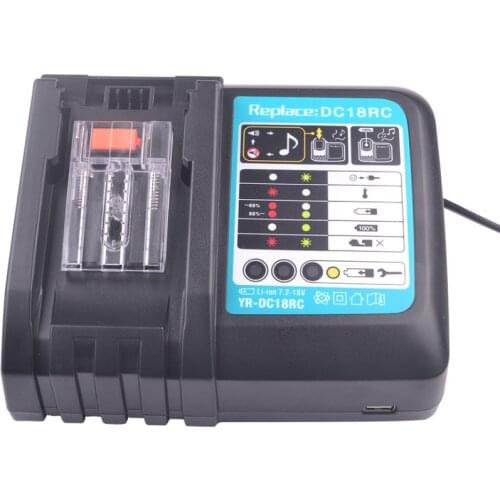 Battery Charger For Makita 14.4V 18V BL1830 Bl1430 DC18RC DC18RA EU Plug 2 USB Port and 1pcs USB Adapter for your phone