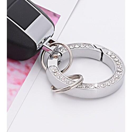 Car key clasp mens and womens fashion personality creative car inner circle ring inlaid with diamond key chain hanging rope