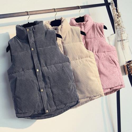 Woman Jacket Vest Corduroy Vest Womens Autumn Winter Clothing Loose Short Cotton Coat Coat Vest Chaleco Mujer