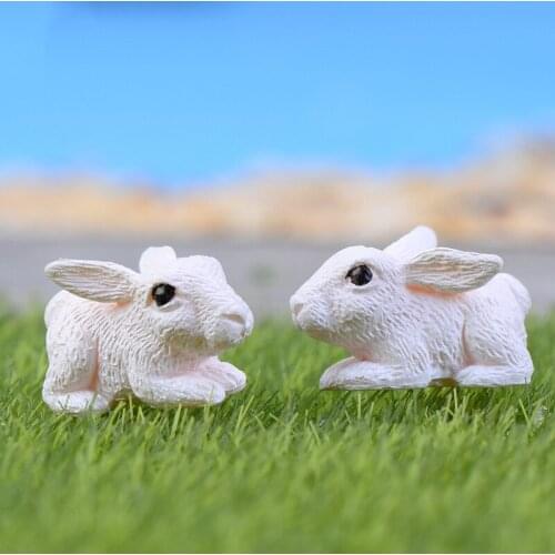 ZOCDOU 1 Piece White Plush Rabbit Hare Coney Conejo Carrot Grassland Small Statue Figurine Crafts Ornament DIY Miniatures