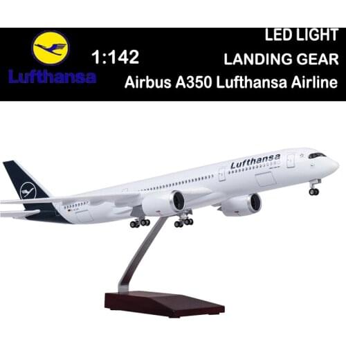 1/142 47CM Airplane Airbus A350 Lufthansa Airline Model LED Light Diecast Plane Collection Kids Gift Adult Airliner Toys Display