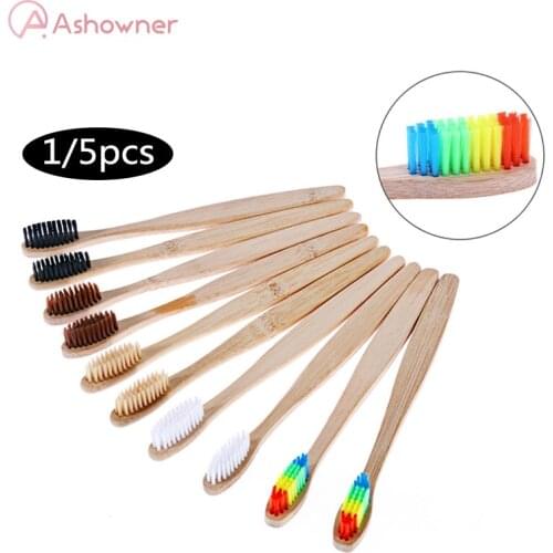 1/5pcs eco friendly Bamboo Toothbrushes set Colorful Whiten Soft toothbrush travel toothbrush Oral Care Clean Tooth