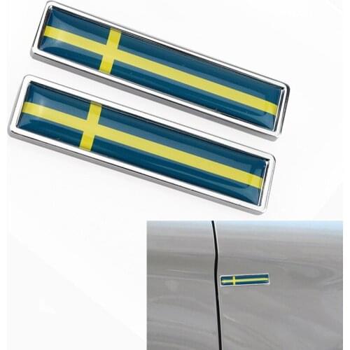 1Pair 3D Metal Sweden Flag Car Sticker Decorate Badge Stickers Emblem Decoration for Universal Cars Motorcycle Accessories