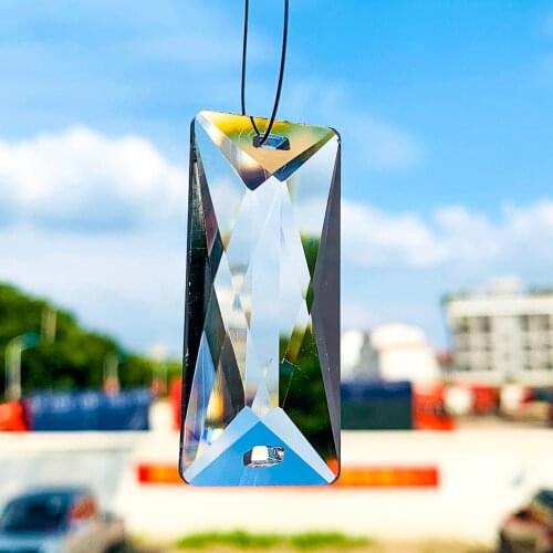 2/5pcs Rectangle Crystal Wind Bell Drop Pendant Glass Rainbow Maker Prism Crystal Lamp Wedding Yard Party Pendant Diy Hanging De