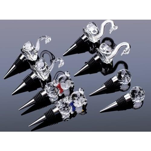 4 Styles Exquisite Swan Crystal Ball Bear Red Wine Stopper Crystal Glass Ornaments Fine Bottle Cap Decorations Gift Wine Barware