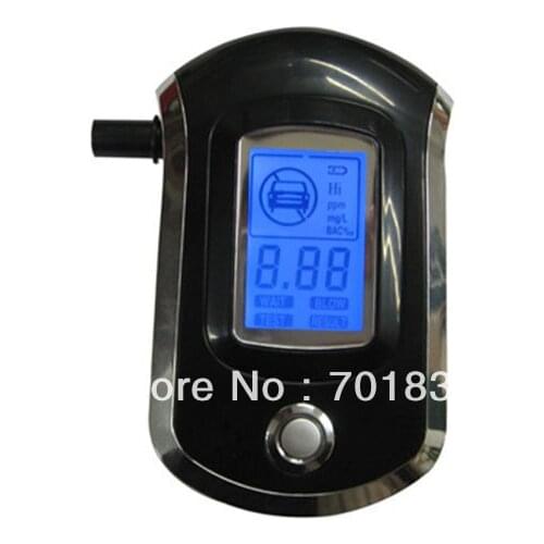 Prefessional Blue Backlight Police Digital Alcohol Tester Breath Alcohol Tester with 5pcs mouthpiece Breathalyzer