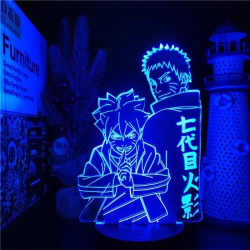 Anime Naruto LED Night Light Uzumaki Naruto Boruto Figure 3d Acrylic Vision Table Lamp for Bedroom Decor Manga Naruto Xmas Gifts