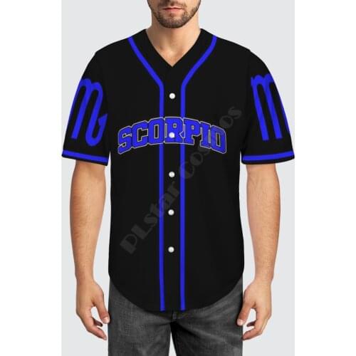 Baseball Jersey Beach Summer Sxorpio 3D All Over Printed Mens Shirt Casual Shirts hip hop Black tops 08