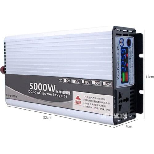 CJ-5000W Aluminum Magnesium Alloy Shell Corrective Wave Digital Display DC-AV Inverter DC-AV Converter Solar Household Car