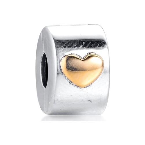 CKK Fits Original Charms Bracelet 925 Sterling Silver Classic Heart Clip Charm Beads for Jewelry Making Berloques