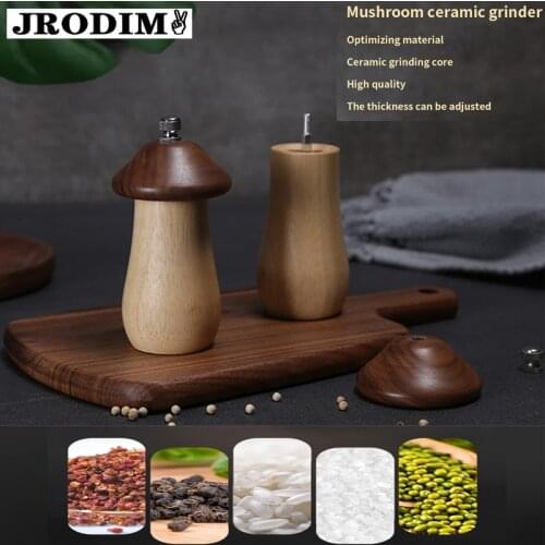 Mushroom Pepper Mill Wooden Manual Pepper Grinder For Spice Herbs Seasoning Cooking BBQ Kitchen Tools Gadgets