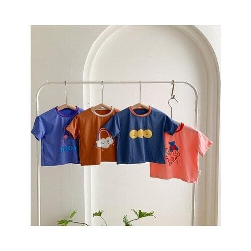 Childrens T Shirt 2021 Summer New Baby Boys and Girls Print Short Sleeve T Shirt Baby Clothes Kids Casual Cotton Top Tees 2-7Y