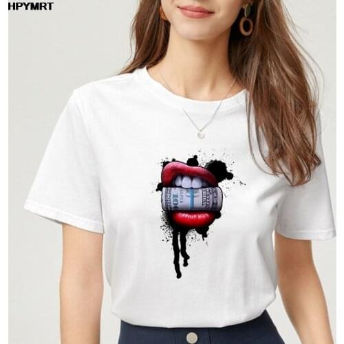 Sexy Lips Tshirt Women T-shirts Tops Femme Clothes Female T shirt Harajuku Summer 90s Short sleeve Tshirt Female Streetwear Tee