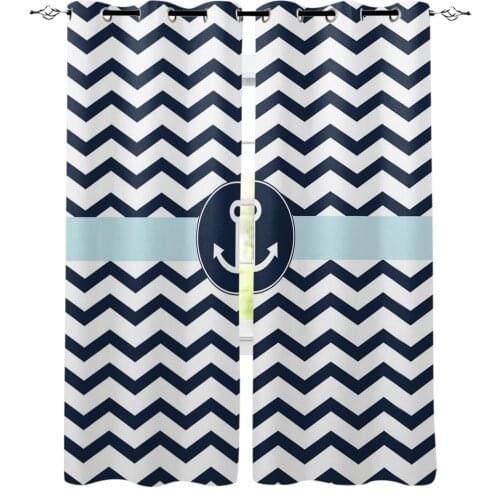 Blue White Anchor Ripple Blackout Curtains For Living Room Window Curtains For Bedroom Kitchen Curtains Drapes Blinds