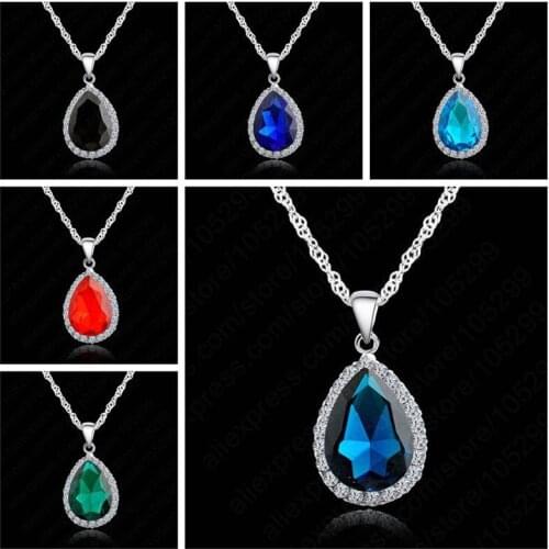 Hot Women Crystal Rhinestone Drop Chain Necklace Pendant For Women Jewelry Statement 925 Sterling Silver Necklace Gift