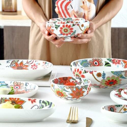 European Style Ceramics Plate Painted Salad Plates Dining Table Main Course Irregular Western Steak Dish Kitchen Utensils Suit