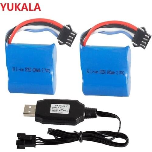 YUKALA 7.4V 600Mah/1500MAH Li-ion battery 4P plus/USB charger for UDI001 UDI002 UDI902 961 962 2.4G RC racing boat