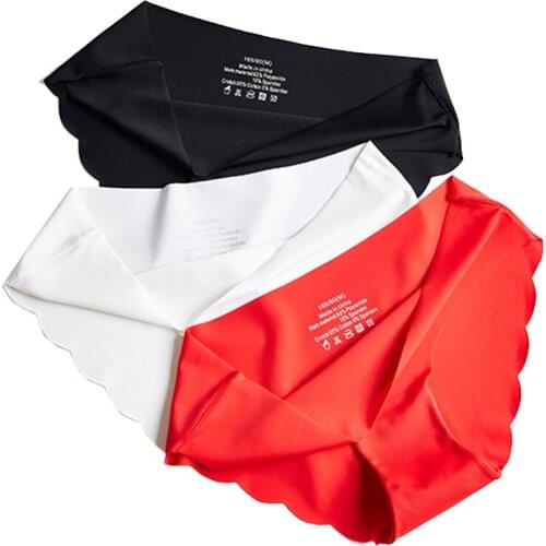 Soft Ice Silk Seamless Sexy Breathable Sexy Pure Color Low-rise Panties Women Underwear Briefs Lingerie