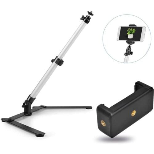 Photo Copy Stand Macro Camera Table Top Monopod Stand with 360 Degree Swivel Ball Head Mount & Cellphone Clamp for DSLR Video