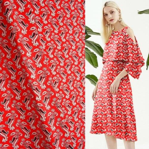 Natural printed 100% mulberry silk crepe de chine fabric cloth 138 cm width 14 mm soft fashion shirt dress sewing fabric