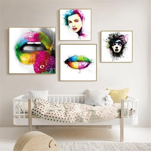 New Abstract Oil Painting Skull Pop Art Fashion Woman High-heeled Shoes Lips Murciano Girl Wall Art Canvas Print Cuadros Indian