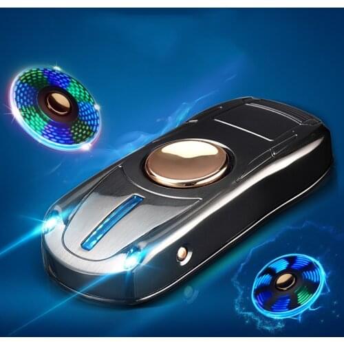 New Sports Car Fidget Spinning Top LED Cigarette Lighter Rechargeable USB Lighter Windproof Smoking Accessories Gadgets For Men