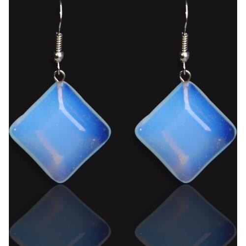 New Crystal Clear Opal Stone Drop Earrings for Women Elegant Dangle Earrings With Pendant Silver Plated Ear Cuff