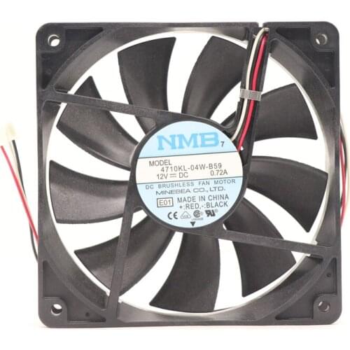 New Original NMB 4710KL-04W-B59-E00 119X119X25mm DC Fan 12VDC 6.6W 114.7CFM Flange Lock Rotor 3-Wire Axial Cooling Fa