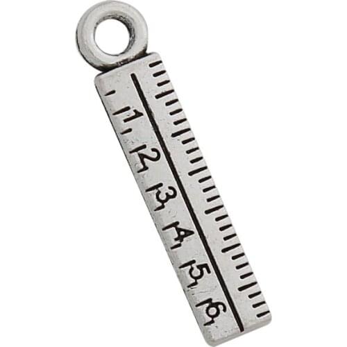 RAINXTAR Alloy Single Side Ruler Shape Jewelry School Tool Charms For Graduate Student 5*24mm 100pcs AAC1297