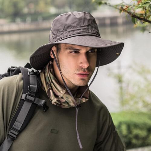 UV Protection Bucket Hat Fishing Hunting Safari Summer Men Sun Hat Fisherman’s Hat Men and Women Outdoor Caps Straw Bucket Hat