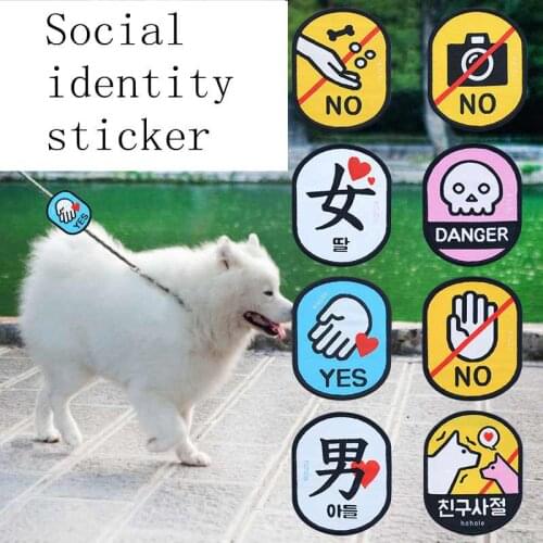 Pet Dog Puppy Traction Rope Social Tips Warning Sign Cat Dog Go Out Magic Attachment Label sticker Pet Supplies Dog Accessories