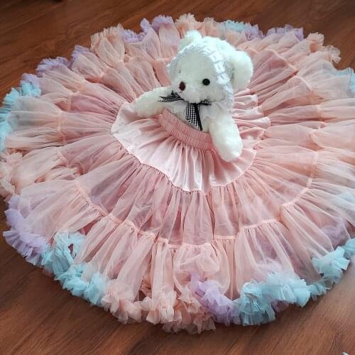 Rainbow childrens puffy skirt can be worn on both sides Princess Girl Tulle clothes Kids bustle Puffy Fashion Women Tulle