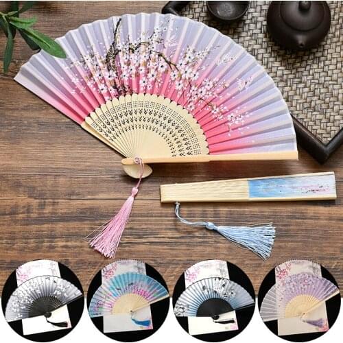 Vintage Style Silk Chinese Folding Fan Japanese Pattern Art Craft Gift Home Decoration Ornaments party Dance Hand Fan gift