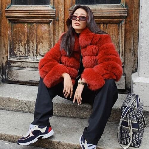 2020 New Arrival Natural Fox Fur Coat Women Winter Cropped Jacket Hot Sale Outwear Multicolor