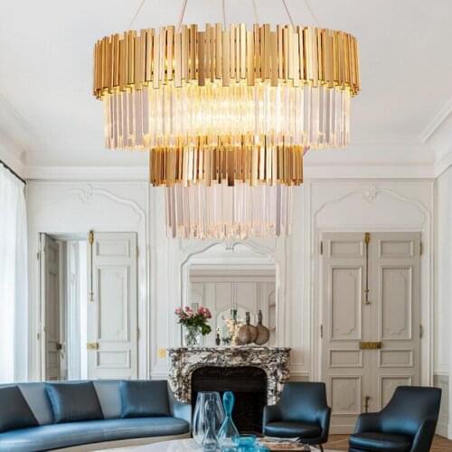 Nordic Postmodern Chandelier Golden Villa Large Crystal Lamp Living Room Lamp Atmosphere Creative Hotel Lobby Hanging Lamp led
