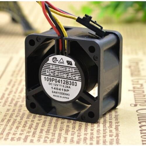 SANYO DENKI 109P0412B303 DC 12V 0.28A 40x40x28mm Server Cooling Fan